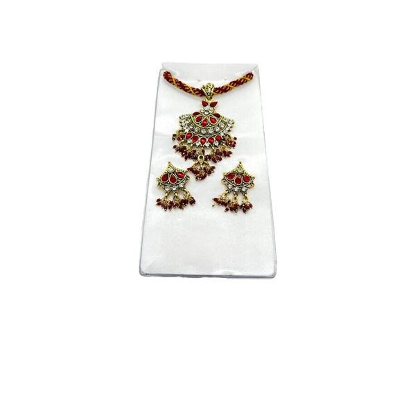 Bridal Wedding Jewelry Set Indian Bollywood Gold Plated Kundan Necklace Earring - Picture 1 of 11